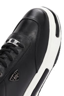 Men's Black Thick Sole Lace Up Leather Sneaker | Derimod Men's Black Thick Sole Lace Up Leather Sneaker | Derimod