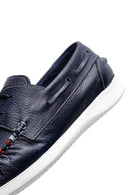 Men's Navy Blue Leather Casual Shoes | Derimod Men's Navy Blue Leather Casual Shoes | Derimod