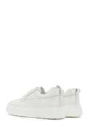 Men's White Lace-up Thick-Sole Leather Sneaker | Derimod Men's White Lace-up Thick-Sole Leather Sneaker | Derimod