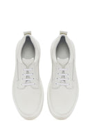 Men's White Lace-up Thick-Sole Leather Sneaker | Derimod Men's White Lace-up Thick-Sole Leather Sneaker | Derimod