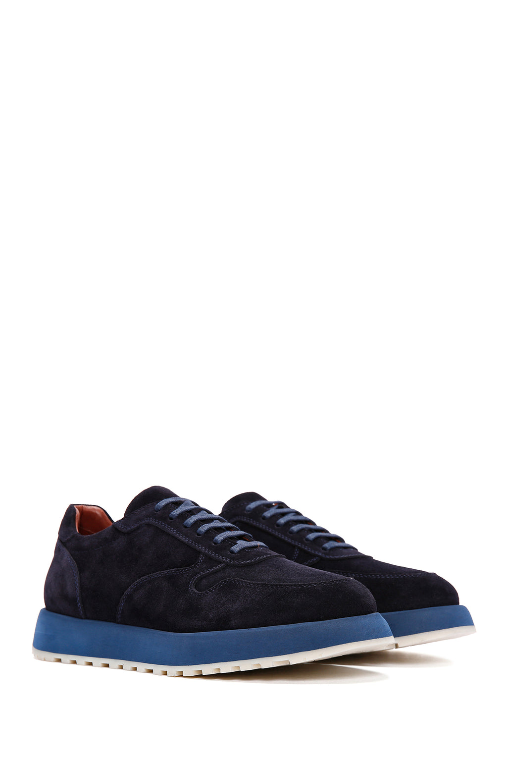 Erkek Lacivert Bağcıklı Süet Deri Casual Sneaker