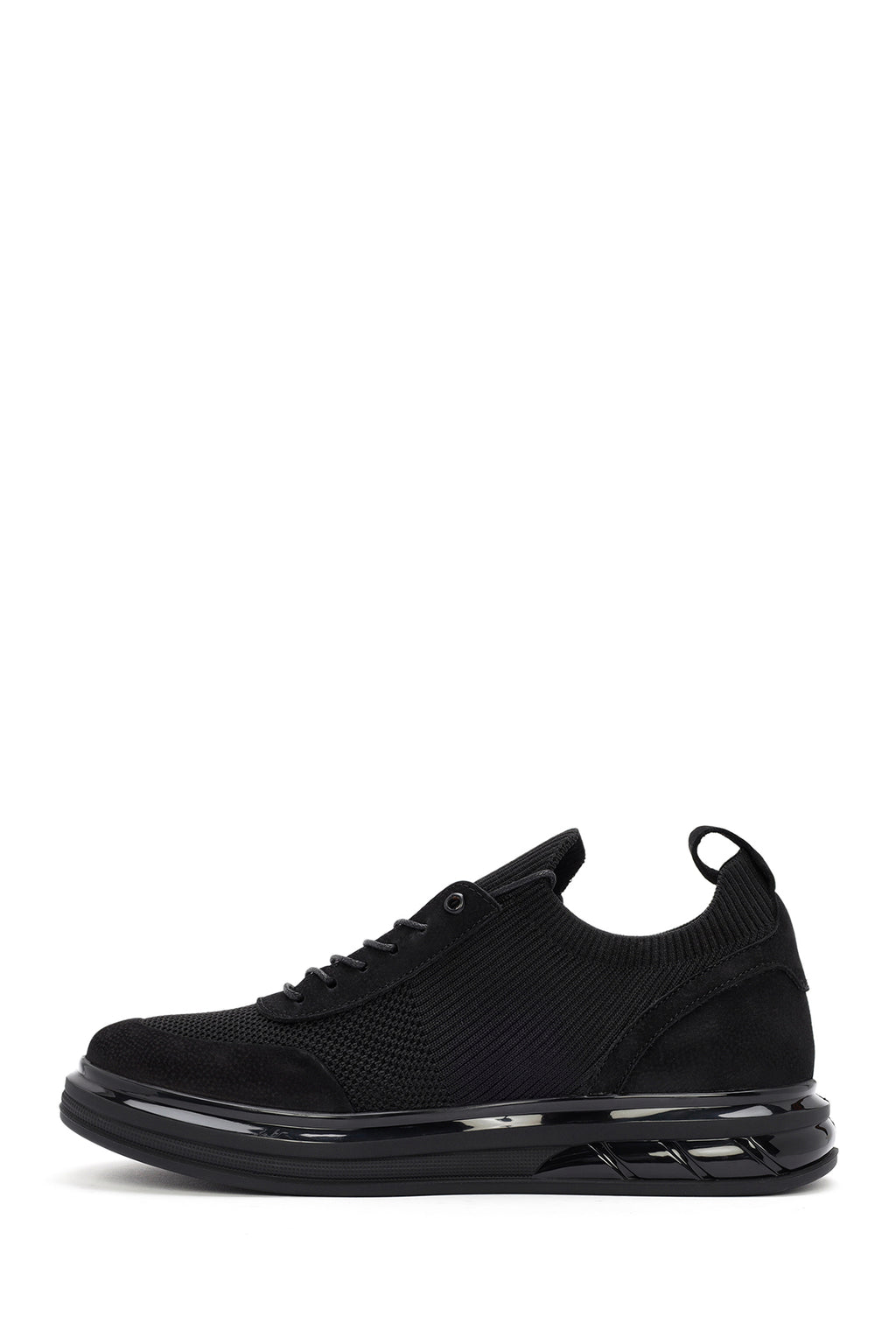 Erkek Siyah Kalın Tabanlı Bağcıklı Kumaş Sneaker