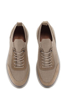 Men's Mink Thick Sole Lace Up Fabric Sneaker | Derimod Men's Mink Thick Sole Lace Up Fabric Sneaker | Derimod