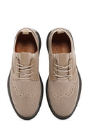 Men's Mink Thick Sole Nubuck Detailed Lace Up Fabric Sneaker | Derimod Men's Mink Thick Sole Nubuck Detailed Lace Up Fabric Sneaker | Derimod
