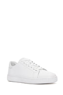 Men's White Lace-Up Leather Sneaker | Derimod Men's White Lace-Up Leather Sneaker | Derimod