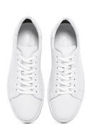 Men's White Lace-Up Leather Sneaker | Derimod Men's White Lace-Up Leather Sneaker | Derimod