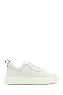 Men's White Lace-up Leather Sneaker | Derimod Men's White Lace-up Leather Sneaker | Derimod