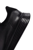 Erkek Siyah Bağcıklı Kalın Tabanlı Deri Sneaker | Derimod Erkek Siyah Bağcıklı Kalın Tabanlı Deri Sneaker | Derimod