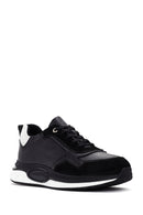 Men's Black Lace-up Leather Casual Sneaker | Derimod Men's Black Lace-up Leather Casual Sneaker | Derimod