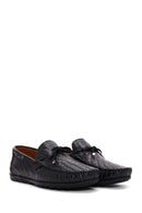 Men's Black Crocodile Patterned Leather Casual Loafer | Derimod Men's Black Crocodile Patterned Leather Casual Loafer | Derimod
