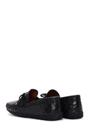 Men's Black Crocodile Patterned Leather Casual Loafer | Derimod Men's Black Crocodile Patterned Leather Casual Loafer | Derimod