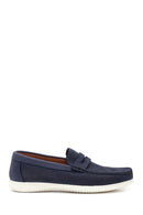 Men's Navy Blue Nubuck Leather Casual Loafer | Derimod Men's Navy Blue Nubuck Leather Casual Loafer | Derimod