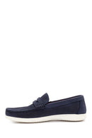 Men's Navy Blue Nubuck Leather Casual Loafer | Derimod Men's Navy Blue Nubuck Leather Casual Loafer | Derimod