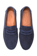 Men's Navy Blue Nubuck Leather Casual Loafer | Derimod Men's Navy Blue Nubuck Leather Casual Loafer | Derimod