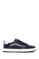 Erkek Lacivert Bağcıklı Deri Sneaker | Derimod Erkek Lacivert Bağcıklı Deri Sneaker | Derimod