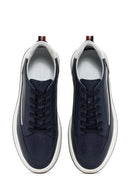 Erkek Lacivert Bağcıklı Deri Sneaker | Derimod Erkek Lacivert Bağcıklı Deri Sneaker | Derimod