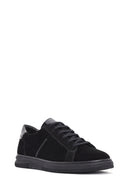 Erkek Siyah Bağcıklı Süet Deri Sneaker | Derimod Erkek Siyah Bağcıklı Süet Deri Sneaker | Derimod