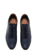 Men's Navy Blue Lace-up Leather Casual Sneaker | Derimod Men's Navy Blue Lace-up Leather Casual Sneaker | Derimod