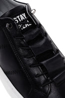 Erkek Siyah Bağcıklı Deri Sneaker | Derimod Erkek Siyah Bağcıklı Deri Sneaker | Derimod