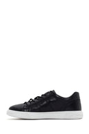 Erkek Siyah Bağcıklı Deri Sneaker | Derimod Erkek Siyah Bağcıklı Deri Sneaker | Derimod