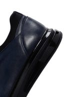 Erkek Lacivert Kalın Tabanlı Bağcıklı Deri Sneaker | Derimod Erkek Lacivert Kalın Tabanlı Bağcıklı Deri Sneaker | Derimod
