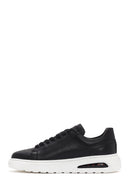 Erkek Siyah Kalın Tabanlı Bağcıklı Deri Sneaker | Derimod Erkek Siyah Kalın Tabanlı Bağcıklı Deri Sneaker | Derimod