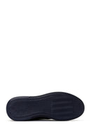 Men's Navy Blue Lace-Up Leather Sneaker | Derimod Men's Navy Blue Lace-Up Leather Sneaker | Derimod