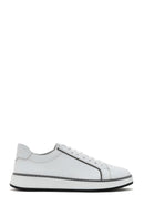 Erkek Beyaz Bağcıklı Deri Sneaker | Derimod Erkek Beyaz Bağcıklı Deri Sneaker | Derimod