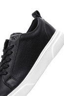 Erkek Siyah Bağcıklı Deri Sneaker | Derimod Erkek Siyah Bağcıklı Deri Sneaker | Derimod