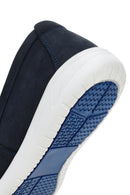 Men's Navy Blue Nubuck Leather Loafer | Derimod Men's Navy Blue Nubuck Leather Loafer | Derimod