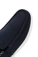 Men's Navy Blue Nubuck Leather Loafer | Derimod Men's Navy Blue Nubuck Leather Loafer | Derimod
