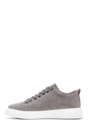 Men's Gray Lace-Up Suede Leather Sneaker | Derimod Men's Gray Lace-Up Suede Leather Sneaker | Derimod