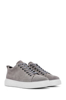 Men's Gray Lace-Up Suede Leather Sneaker | Derimod Men's Gray Lace-Up Suede Leather Sneaker | Derimod