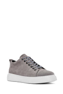 Men's Gray Lace-Up Suede Leather Sneaker | Derimod Men's Gray Lace-Up Suede Leather Sneaker | Derimod
