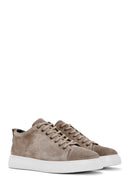 Men's Mink Lace-up Suede Leather Sneaker | Derimod Men's Mink Lace-up Suede Leather Sneaker | Derimod