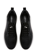 Erkek Siyah Bağcıklı Deri Sneaker | Derimod Erkek Siyah Bağcıklı Deri Sneaker | Derimod
