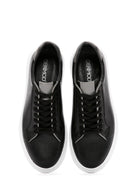Erkek Siyah Bağcıklı Deri Sneaker | Derimod Erkek Siyah Bağcıklı Deri Sneaker | Derimod