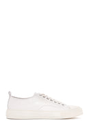 Erkek Beyaz Bağcıklı Deri Sneaker | Derimod Erkek Beyaz Bağcıklı Deri Sneaker | Derimod