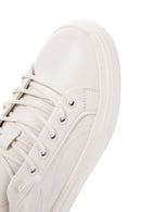 Men's White Lace-up Leather Sneaker | Derimod Men's White Lace-up Leather Sneaker | Derimod