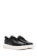 Men's Black Lace-up Thick-Sole Leather Sneaker | Derimod Men's Black Lace-up Thick-Sole Leather Sneaker | Derimod