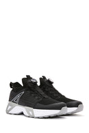 Men's Black Lacing Mechanism Thick Sole Leather Sneaker | Derimod Men's Black Lacing Mechanism Thick Sole Leather Sneaker | Derimod