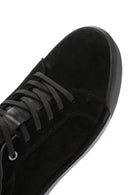Erkek Siyah Bağcıklı Deri Sneaker | Derimod Erkek Siyah Bağcıklı Deri Sneaker | Derimod