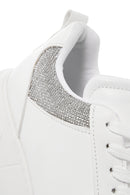 Women's White Thick Soled Stone Sneaker | Derimod Women's White Thick Soled Stone Sneaker | Derimod