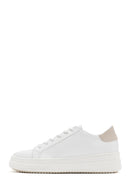 Women's White Lace-Up Chunky Heel Sneaker | Derimod Women's White Lace-Up Chunky Heel Sneaker | Derimod