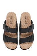 Women's Black Thick Sole Double Buckle Comfort Slippers | Derimod Women's Black Thick Sole Double Buckle Comfort Slippers | Derimod