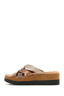 Women's Bronze Thick Soled Comfort Slippers | Derimod Women's Bronze Thick Soled Comfort Slippers | Derimod