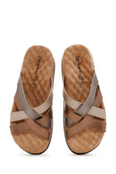 Women's Bronze Thick Soled Comfort Slippers | Derimod Women's Bronze Thick Soled Comfort Slippers | Derimod