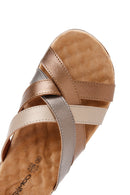 Women's Bronze Thick Soled Comfort Slippers | Derimod Women's Bronze Thick Soled Comfort Slippers | Derimod