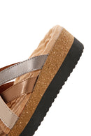 Women's Bronze Thick Soled Comfort Slippers | Derimod Women's Bronze Thick Soled Comfort Slippers | Derimod