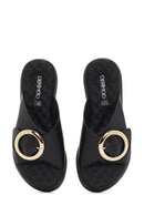 Kadın Siyah Kalın Tabanlı Toka Detaylı Comfort Terlik | Derimod Kadın Siyah Kalın Tabanlı Toka Detaylı Comfort Terlik | Derimod